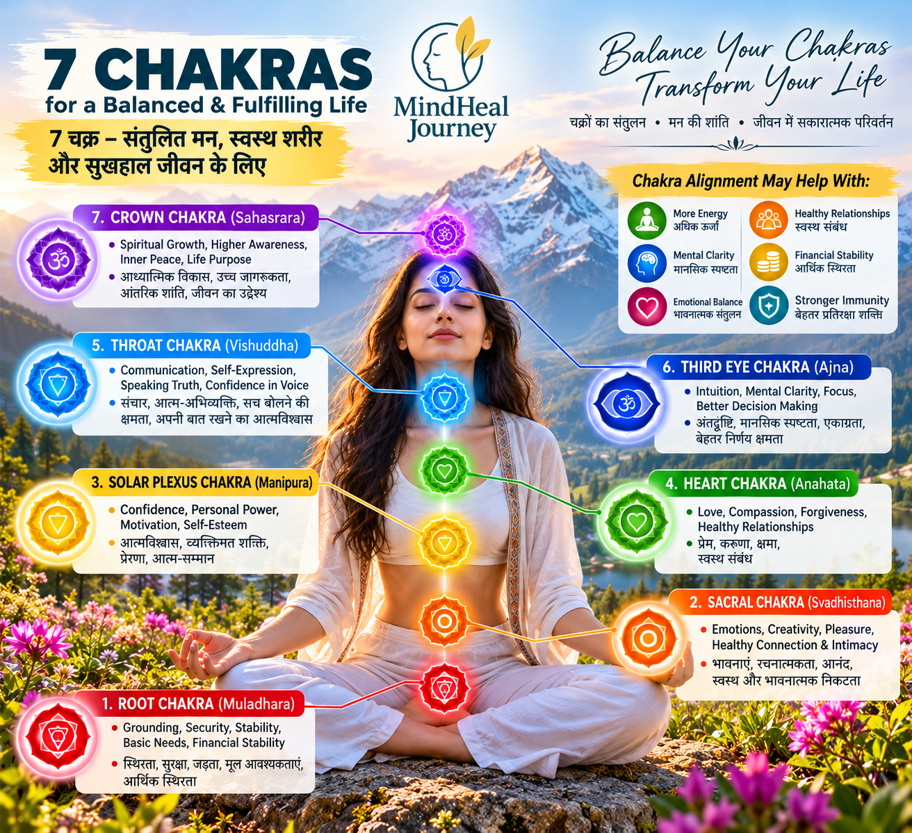 7 Chakras and their traditional benefits - MindHeal Journey